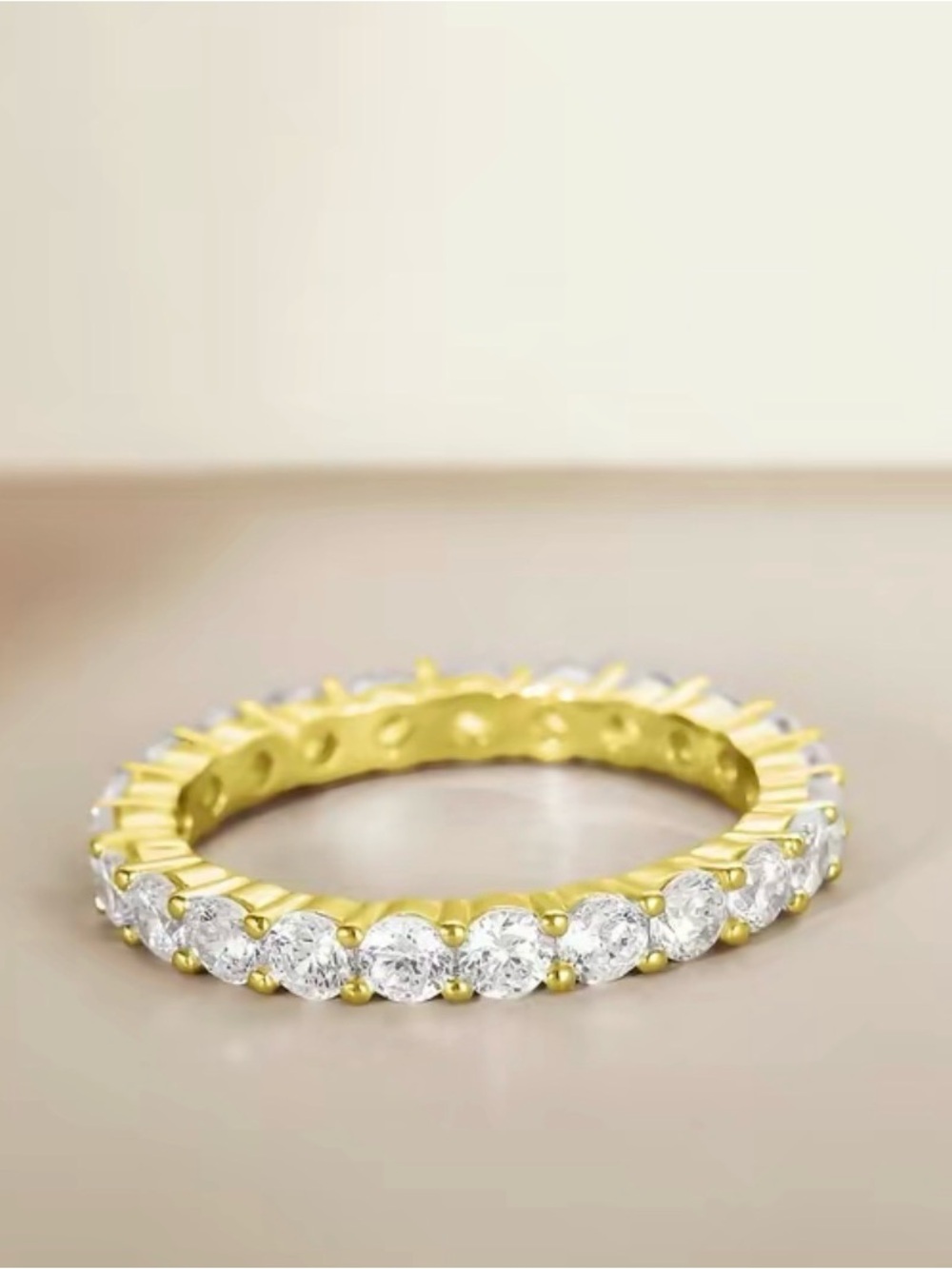 Gold Cubic Zirconia Oval Solitaire and Eternity Band Set - Gold - Picture 5 of 9